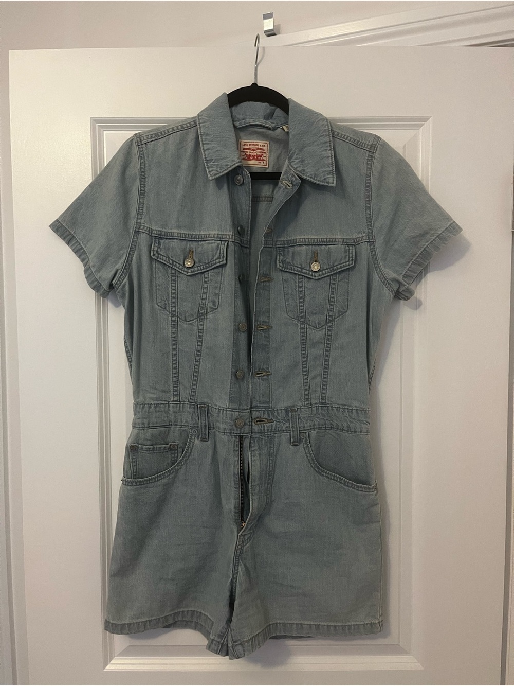 Levi's Light Wash Denim Short-Sleeve Romper